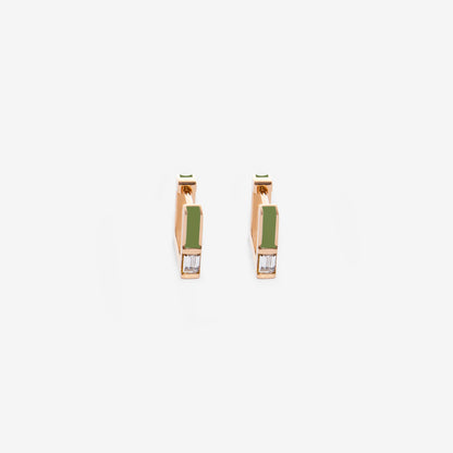  Square green Earrings with Diamonds