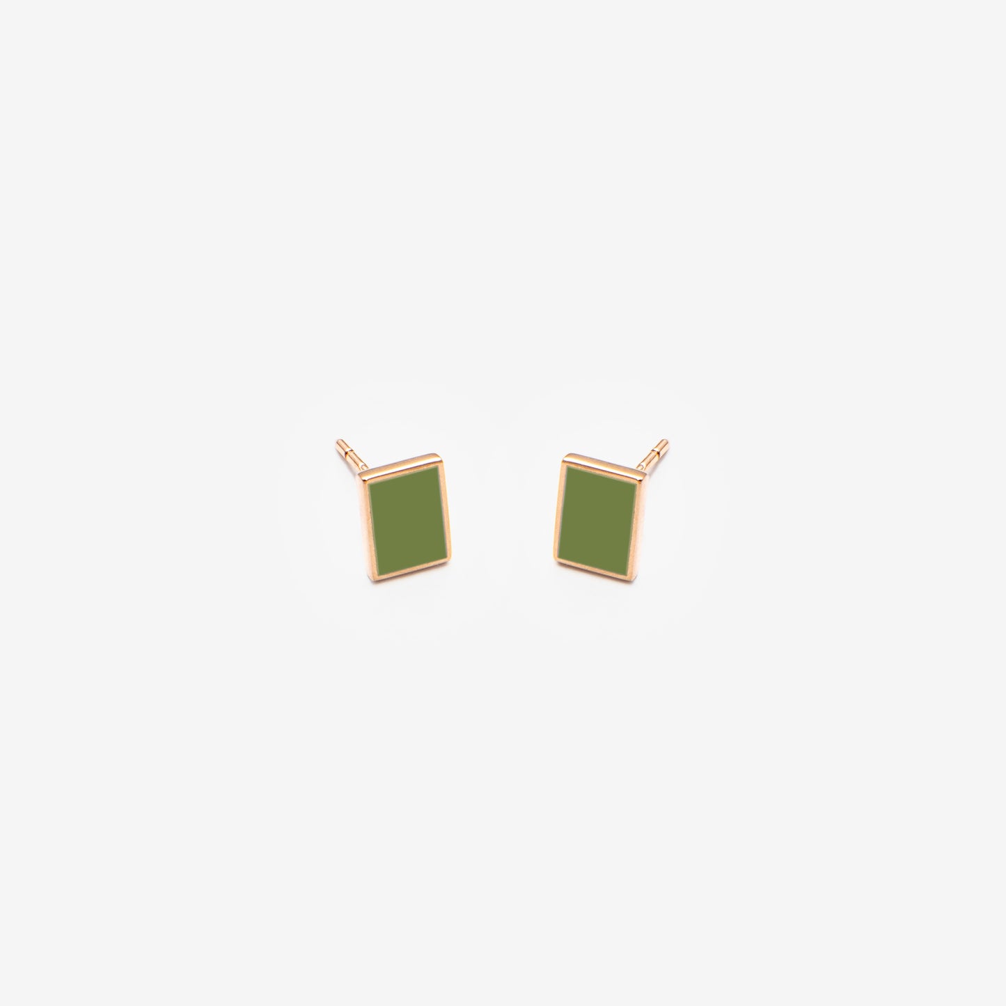Green Rectangle Earrings Floating