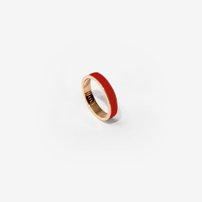 Rose gold band ring in burgundy enamel 