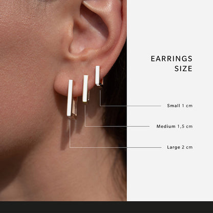 Square white earrings