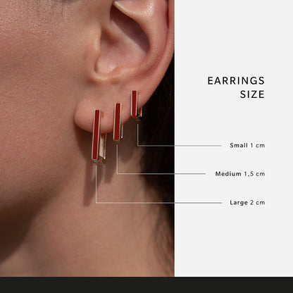 Square burgundy earrings
