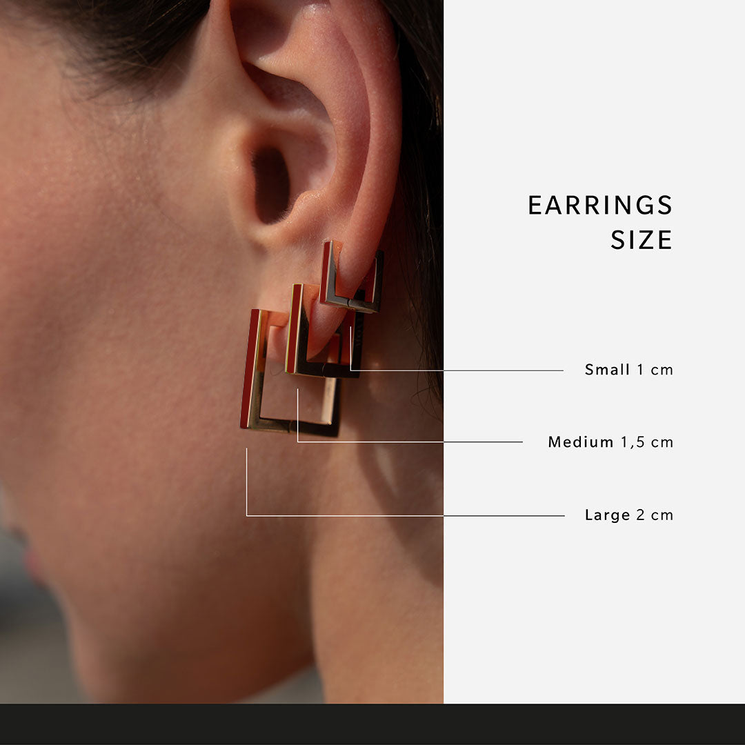 Square burgundy earrings