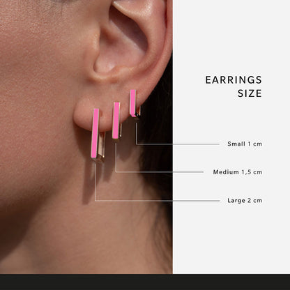 Square fluo pink earrings