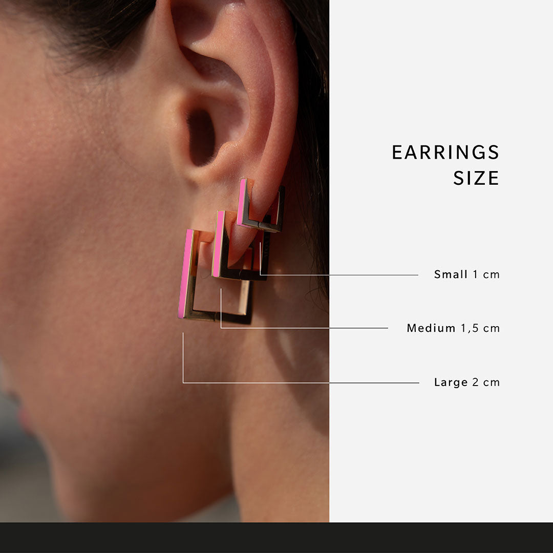 Square fluo pink earring