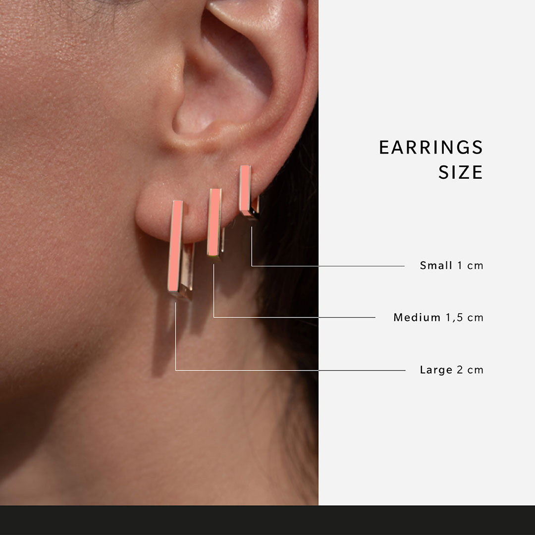 Square salmon pink earring