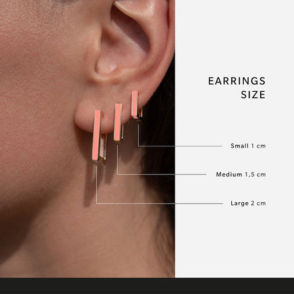 Square salmon pink earrings