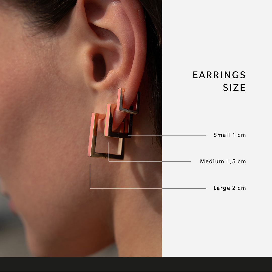 Square salmon pink earring
