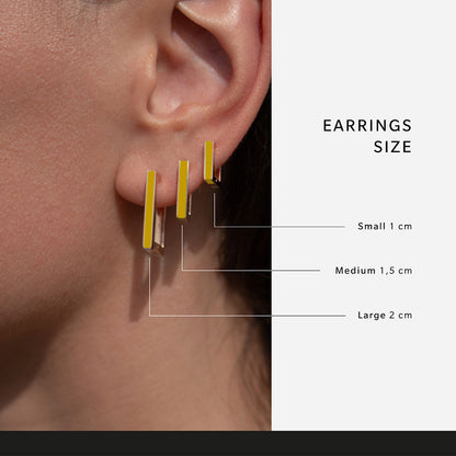 Square mustard earrings