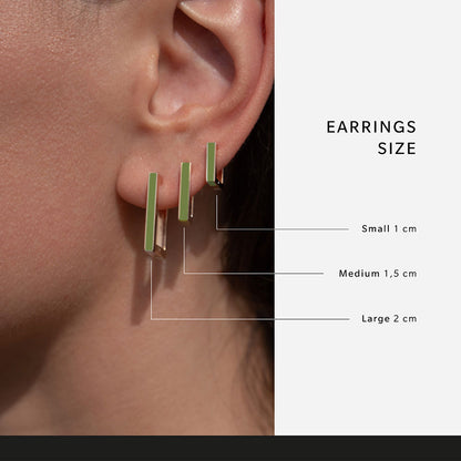 Square green earrings