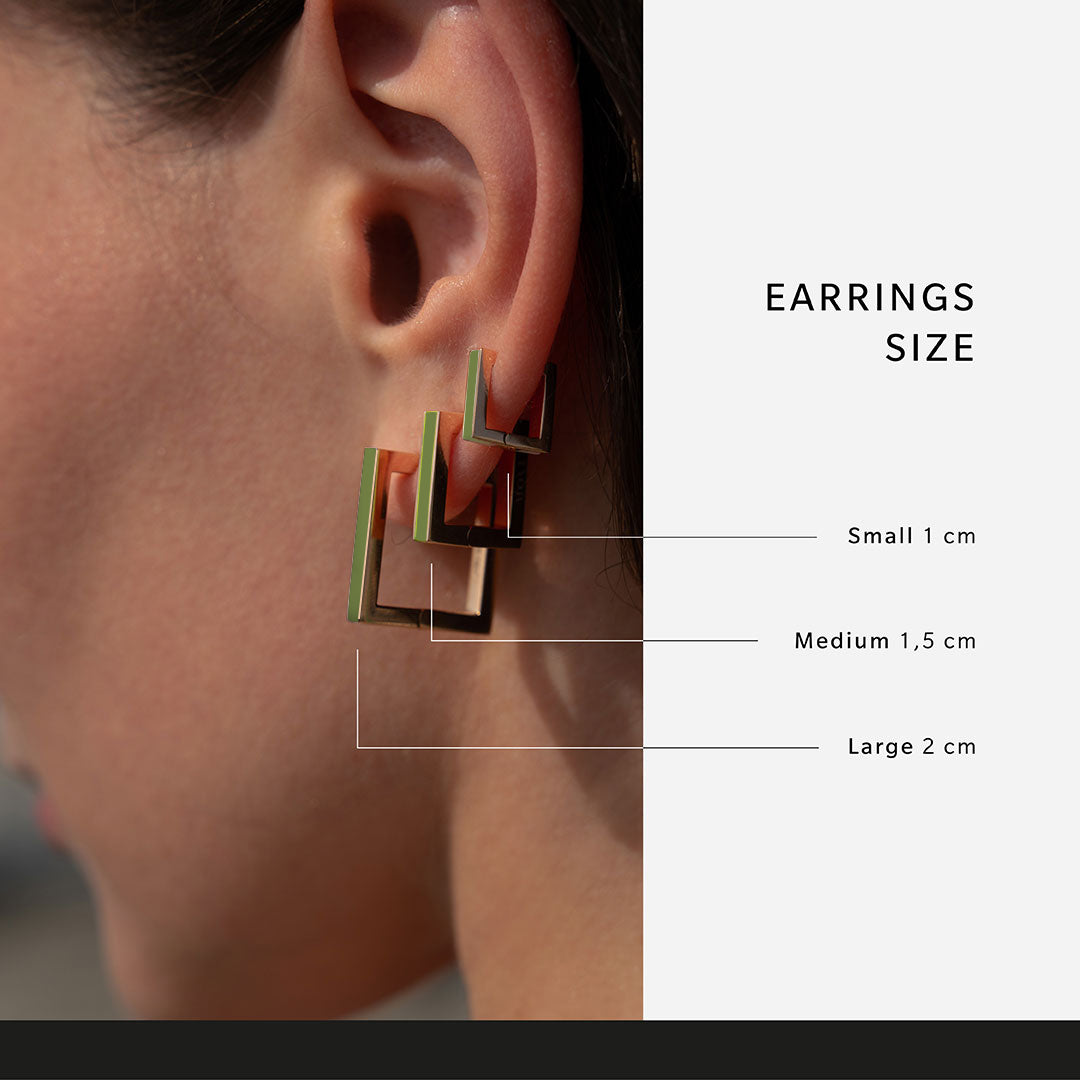 Square green earring