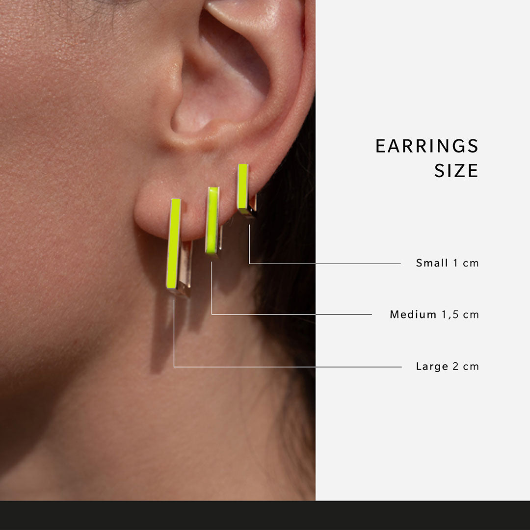 Square lime green earrings