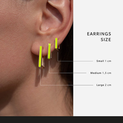 Square lime green earrings