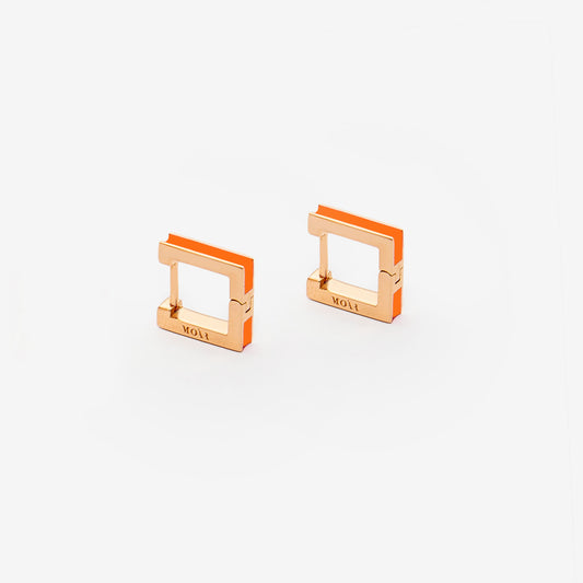 Square orange earrings