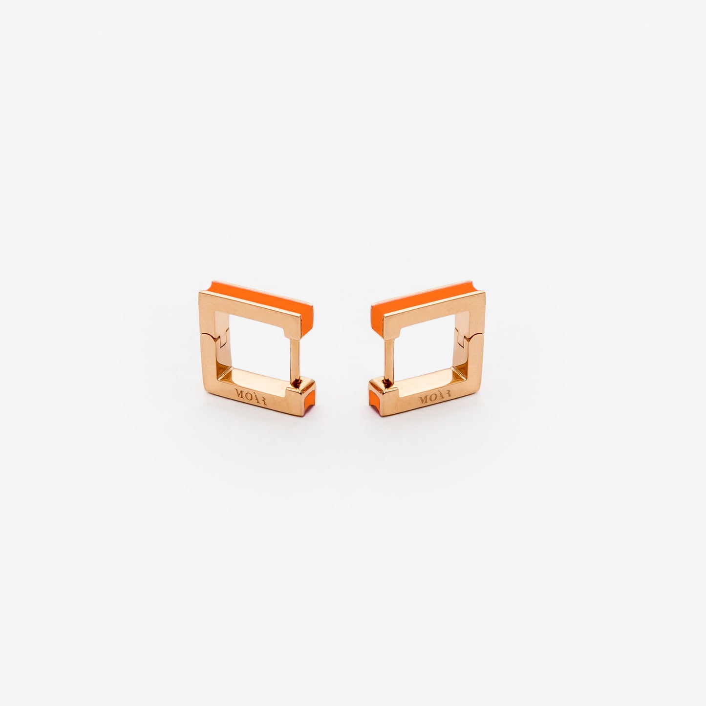 Square orange earrings