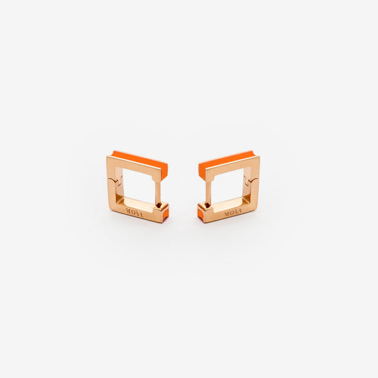 Square orange earrings