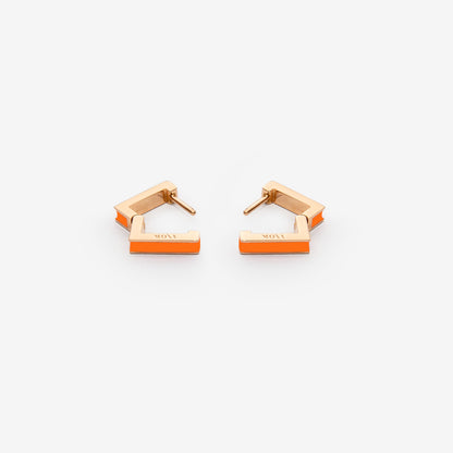 Square orange earrings