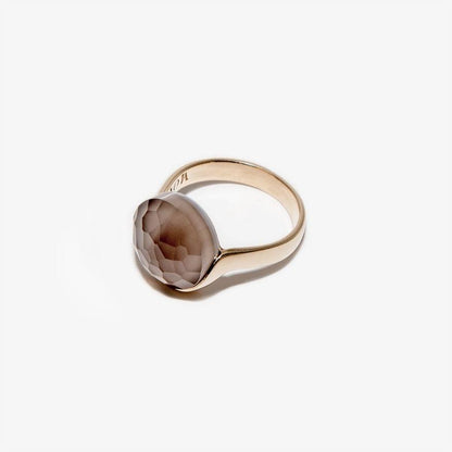 White mother-of-pearl and smoky quartz