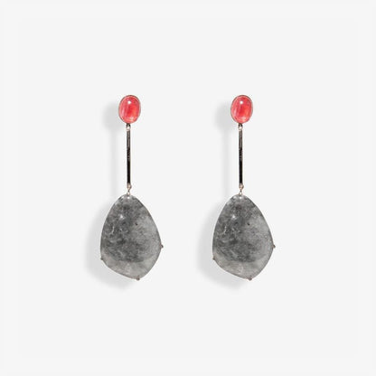 Earrings with Grey Jade and Rhodonite