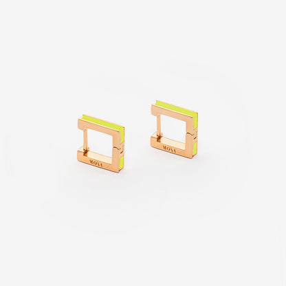 Square lime green earrings