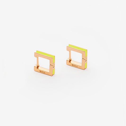 Square lime green earrings