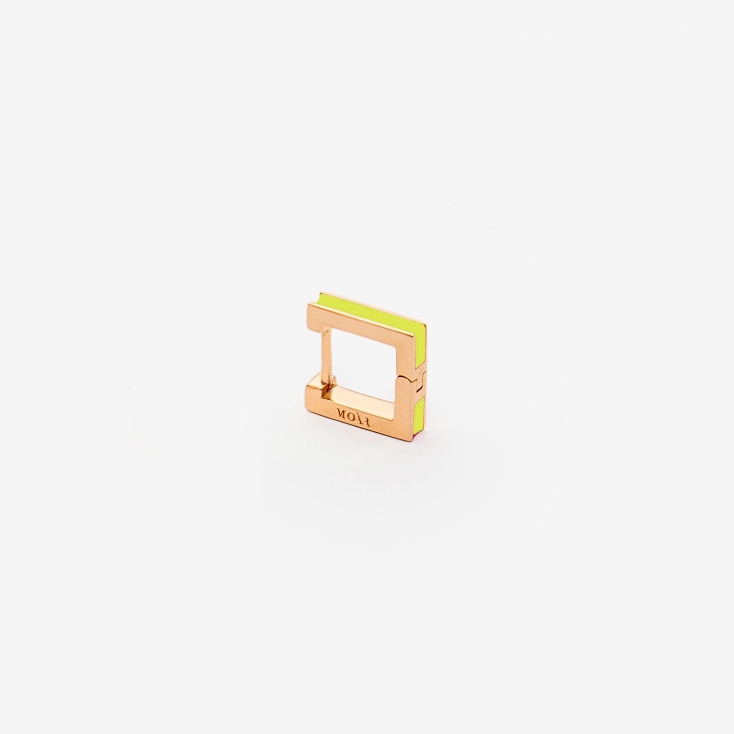 Square fluo yellow single earring 