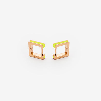 Square lime green earrings