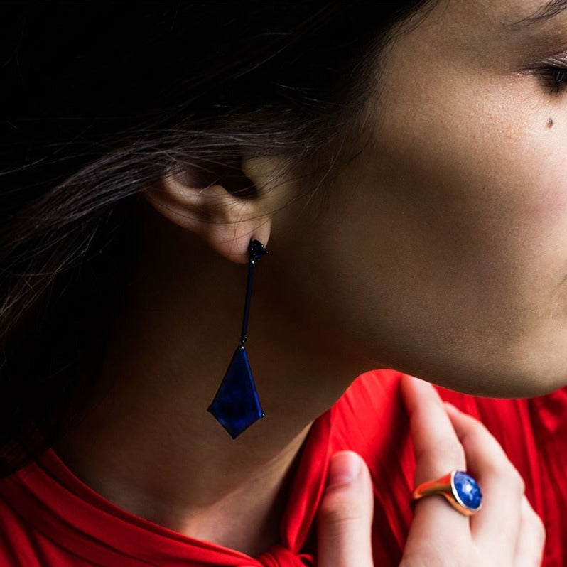 Lapis lazuli and sapphire earrings