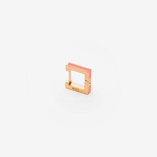 Square salmon pink earring