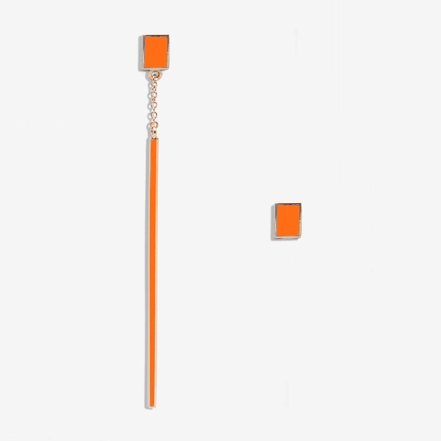 Floating orange drop earring and rectangle
