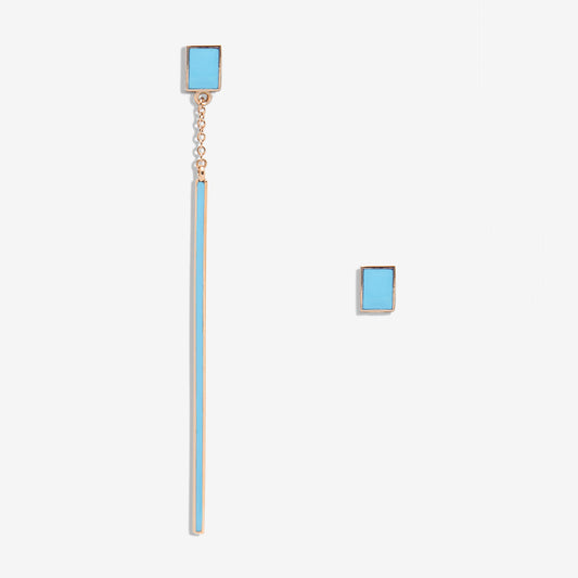 Floating light blue drop earring and rectangle