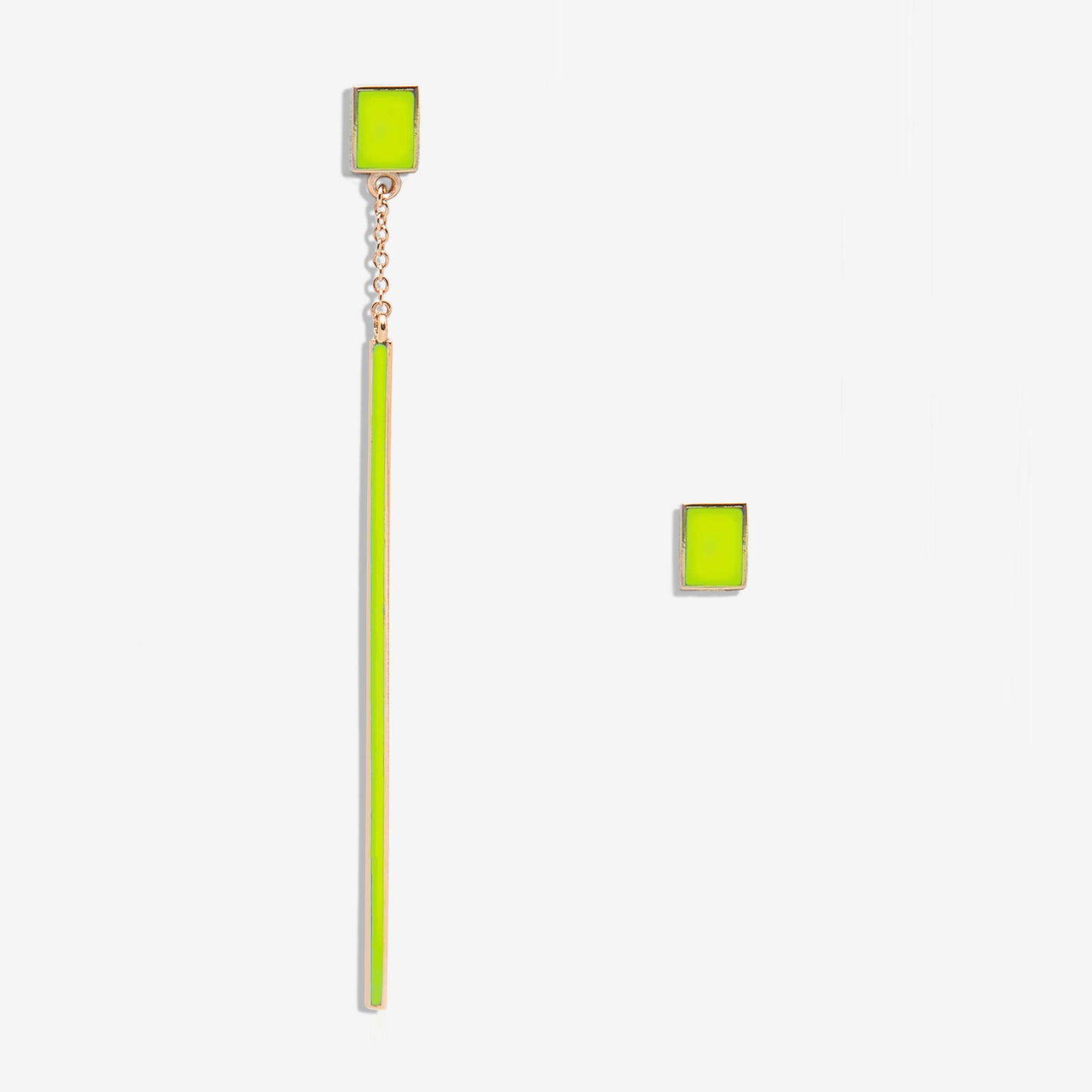 Floating fluo yellow drop earring and rectangle