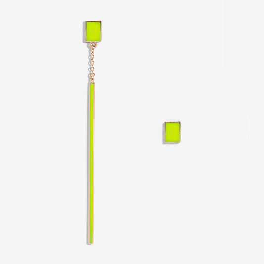 Floating fluo yellow drop earring and rectangle