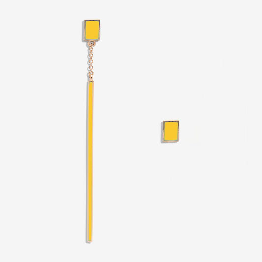 Floating yellow drop earring and rectangle