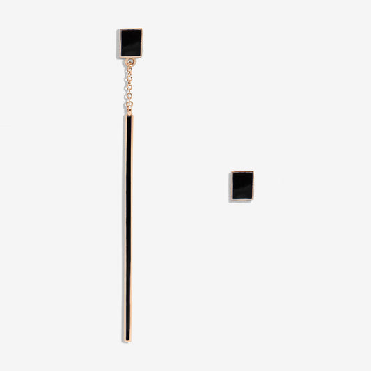 Floating black drop earring and rectangle