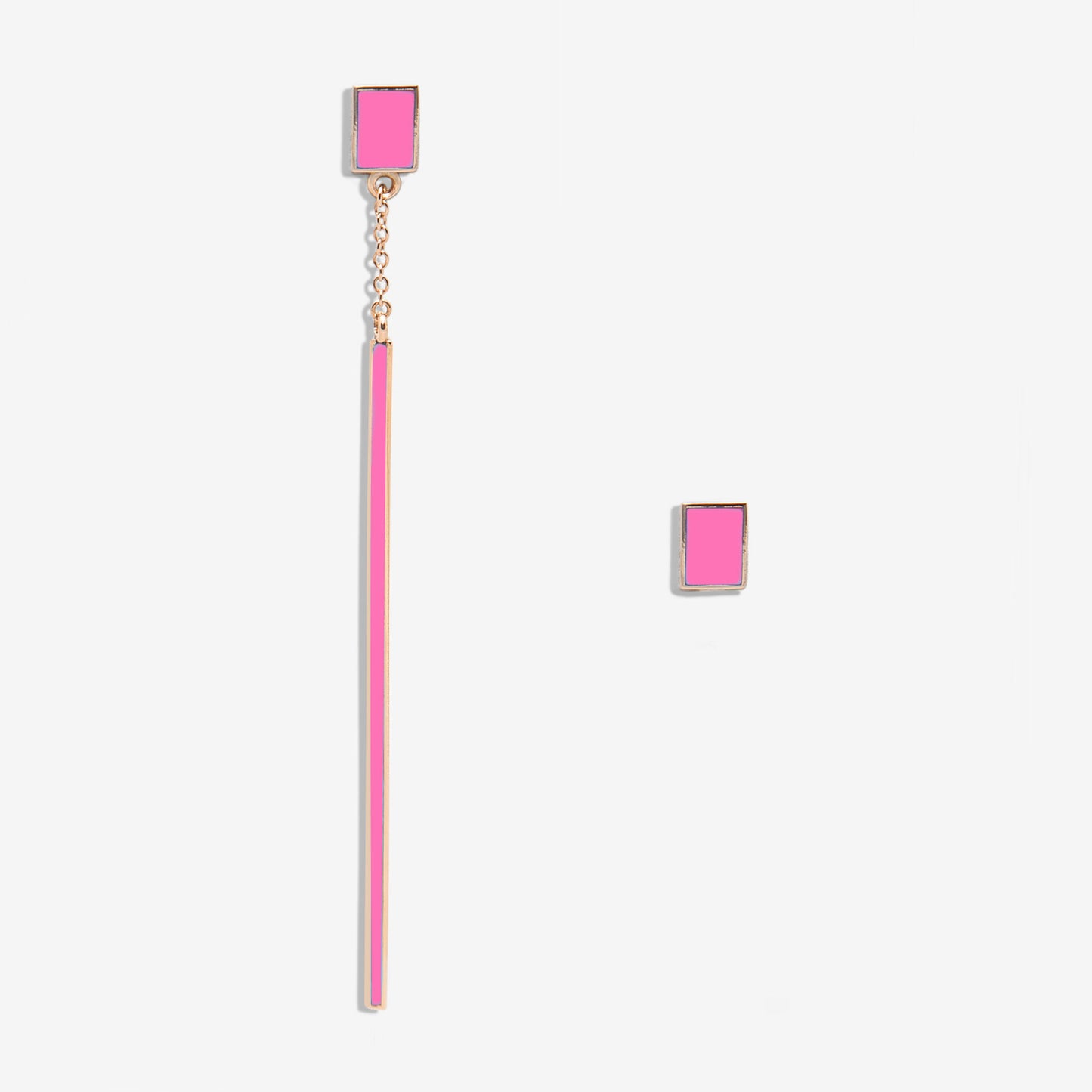 Floating fluo pink drop earring and rectangle