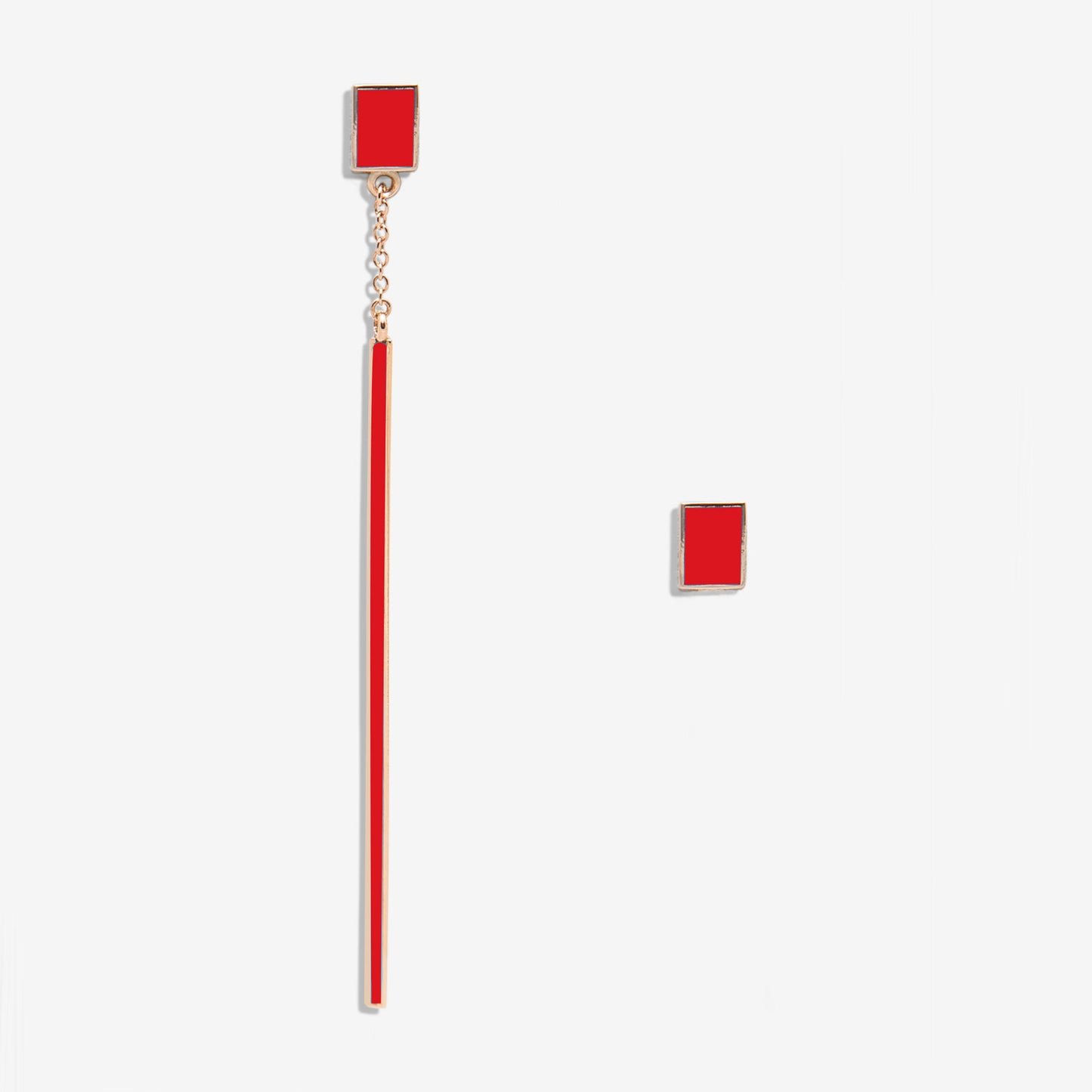 Floating red drop earring and rectangle