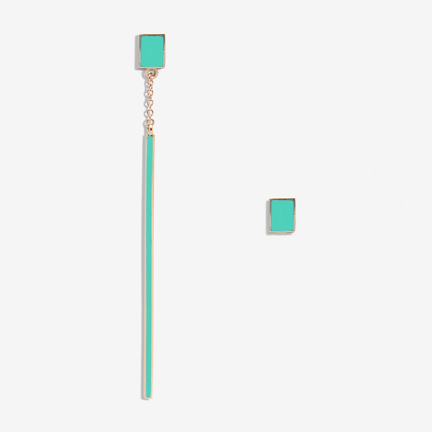 Floating turquoise drop earring and rectangle