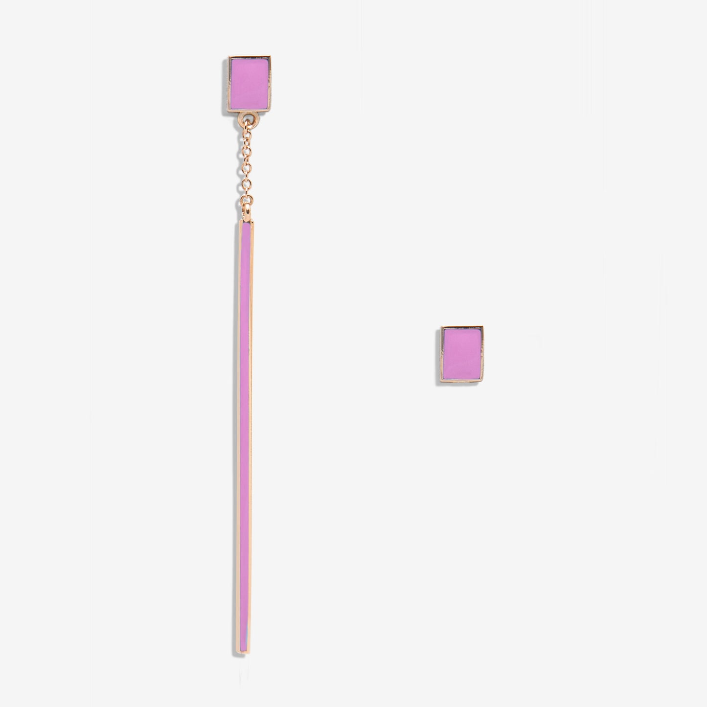 Floating light pink drop earring and rectangle