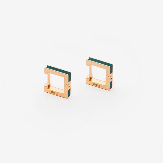 Square petroleum blue earrings