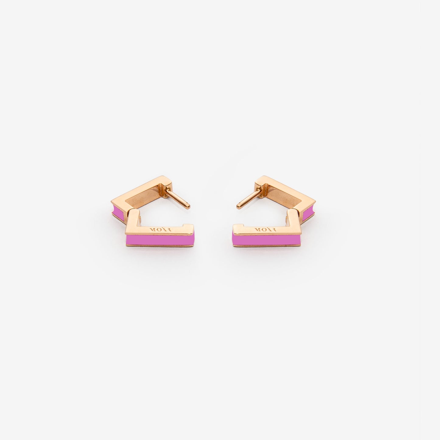 Square light pink earrings