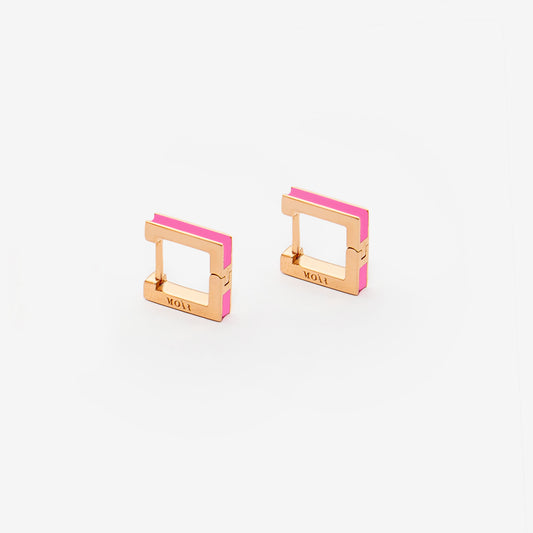 Square fluo pink earrings