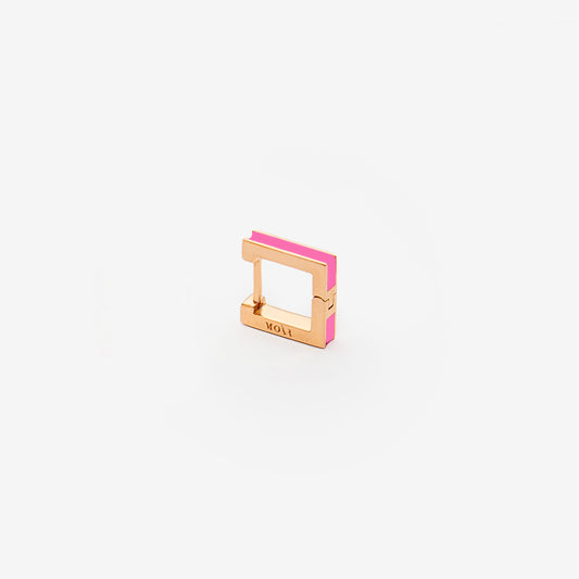 Square fluo pink single earring