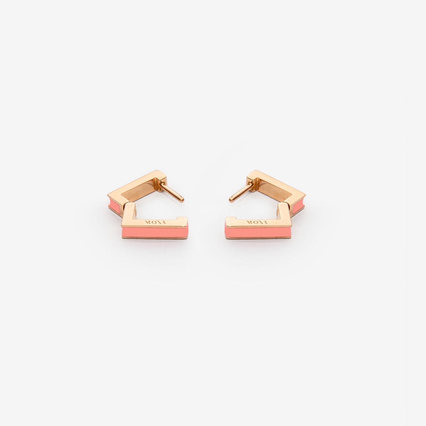 Square salmon pink earrings