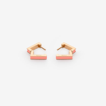 Square salmon pink earrings