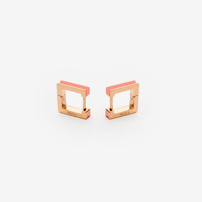 Square salmon pink earrings