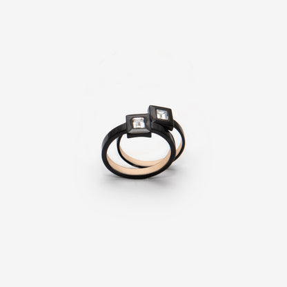 ANELLO IN ORO ROSA CON PVD E DIAMANTE