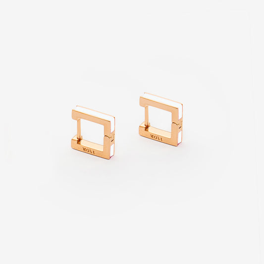 Square white earrings
