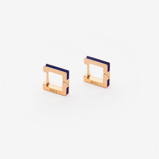 Square dark blue earrings