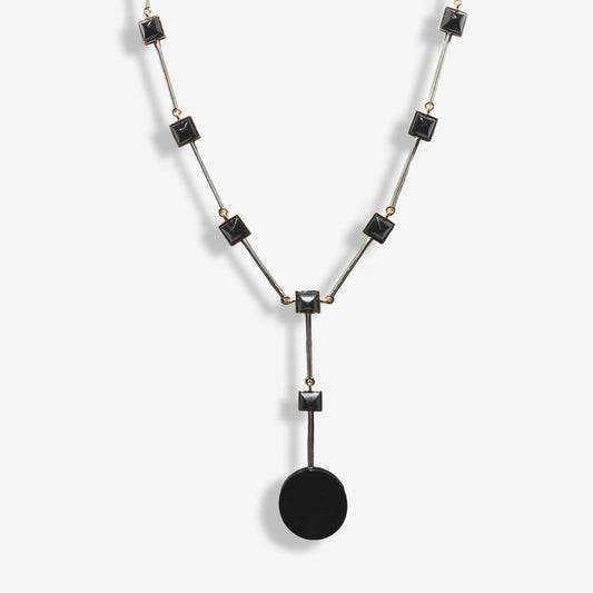 Rose gold necklace with black stones
