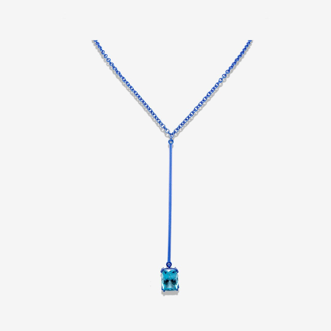 Blue necklace in gold and silver